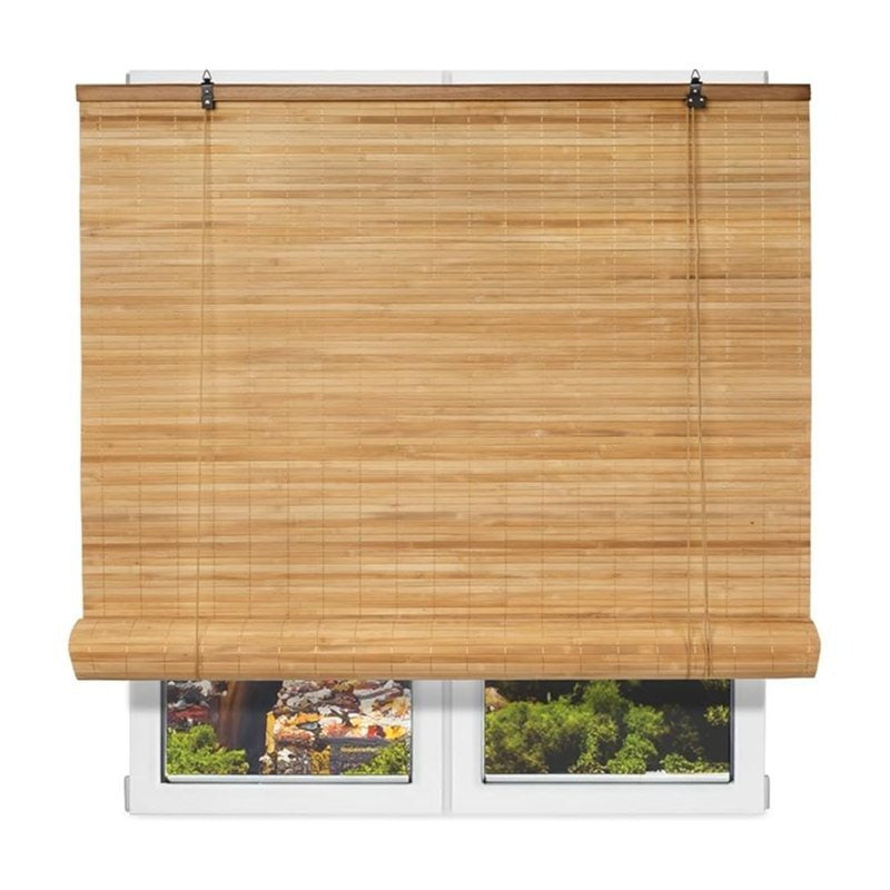 NQT Persiana Estor Enrollable de Bambú Natural, Protección Solar y Privacidad para Ventana