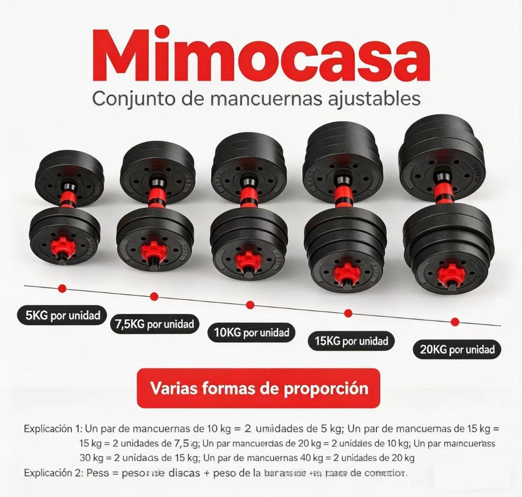 Mancuernas Ajustables de 30 kg, Juego de Pesas con Barra Libremente Combinable con Barras ConexióN, Pesos Fitness para Hombres/Mujeres.