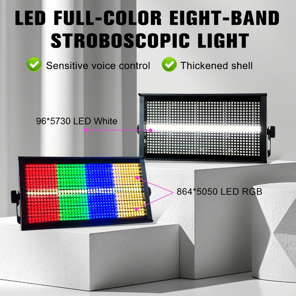 POLET 200W LEDRGBW 4 en 1 luz estroboscópica con partición 8+8 blanca 8000K DMX512 superbrillante para DJ, lavado, bodas, bar, efectos de iluminación escénica estroboscópica para fiestas, clubes y espectáculos