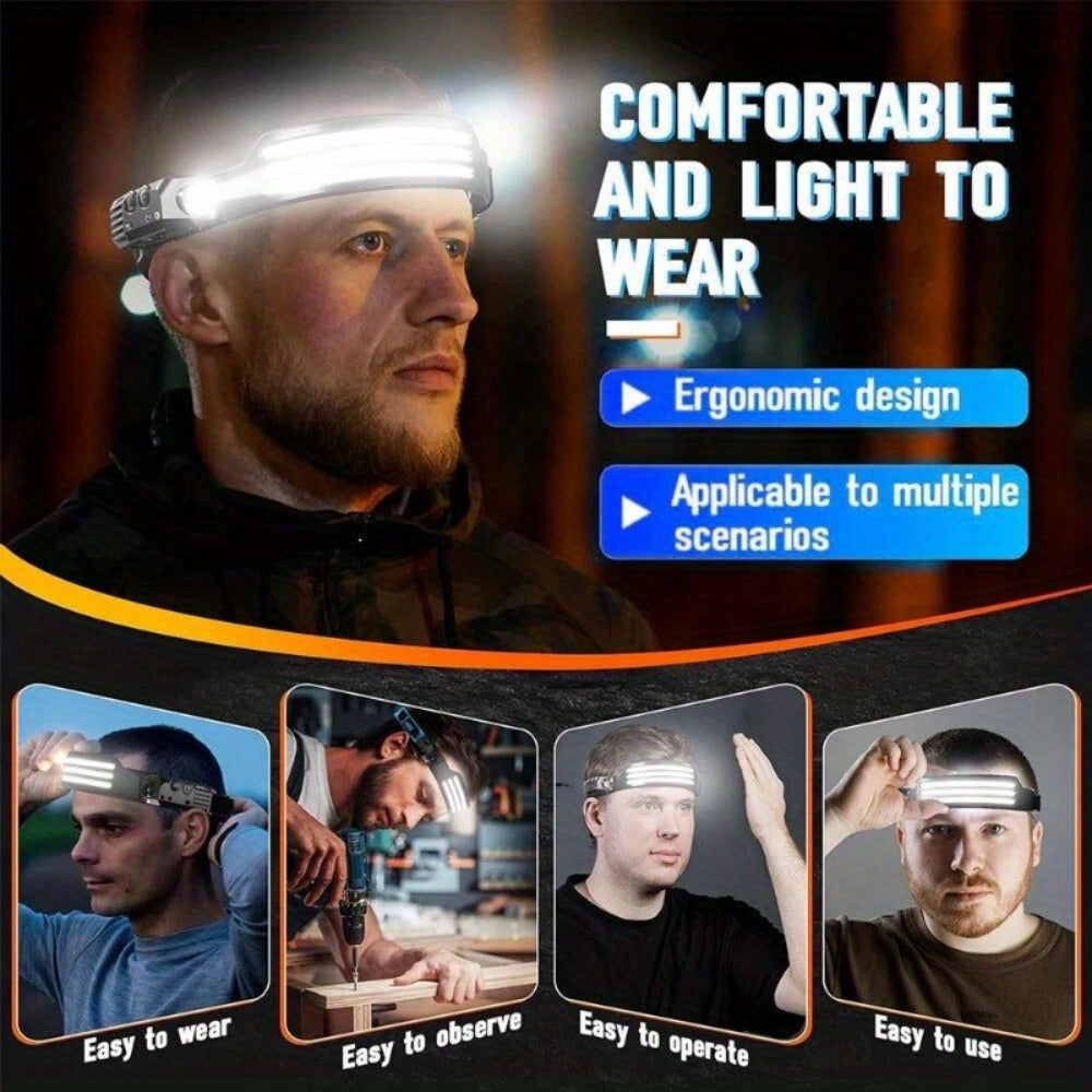Linterna frontal recargable 3 unidades | Camping running trabajo y emergencia