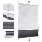 Persianas Plisadas Sekey, Doblemente Plisadas, Luz y Oscuridad, Blackout, Sin Necesidad de Perforación, Tensadas, Protección Solar, Fijación con Clip, Blanco y Gris, Estampado y Gris, Beige