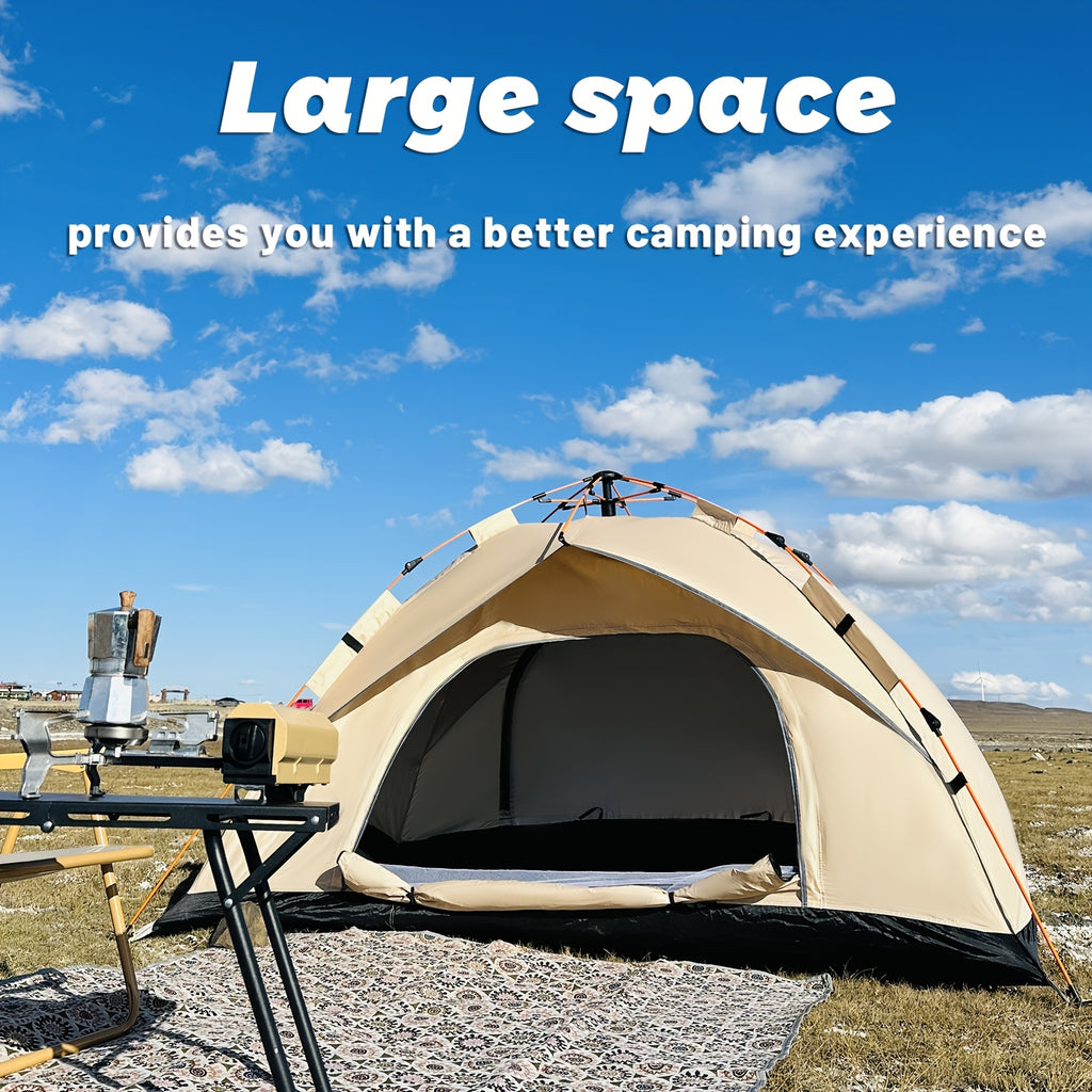 PAKICETUS Tienda de campaña de apertura rápida para exteriores - para 1-2/2-3 personas, para toda estación, mejora de ventilación con doble puerta, tienda de campaña cortavientos ligera gris/amarilla para camping, senderismo, accesorios para campistas, ti