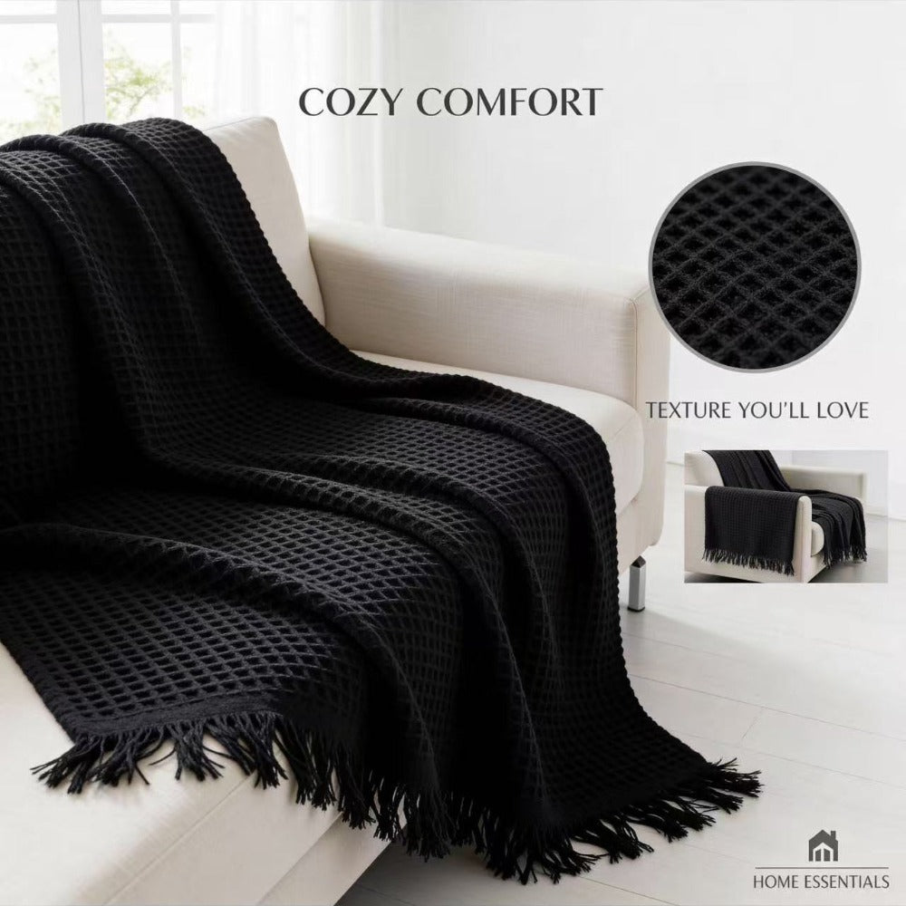 Colcha Multiusos de Algodón para Sofá y Cama, Manta Multiusos Four Seasons con Flecos, Cubresofá Elástico y Transpirable, Protector de Sofá Cubrecama Moderno