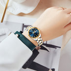 Relojes de Mujer OLEVS: Elegantes y de Moda para Negocios, Diseño Femenino para Muñecas Pequeñas, Cara Pequeña, Tono Dorado y Plateado, Correa de Acero Inoxidable, Cuarzo Analógico, Fecha y Día, Luminiscente, Esferas en /Blanco/Dorado/Azul