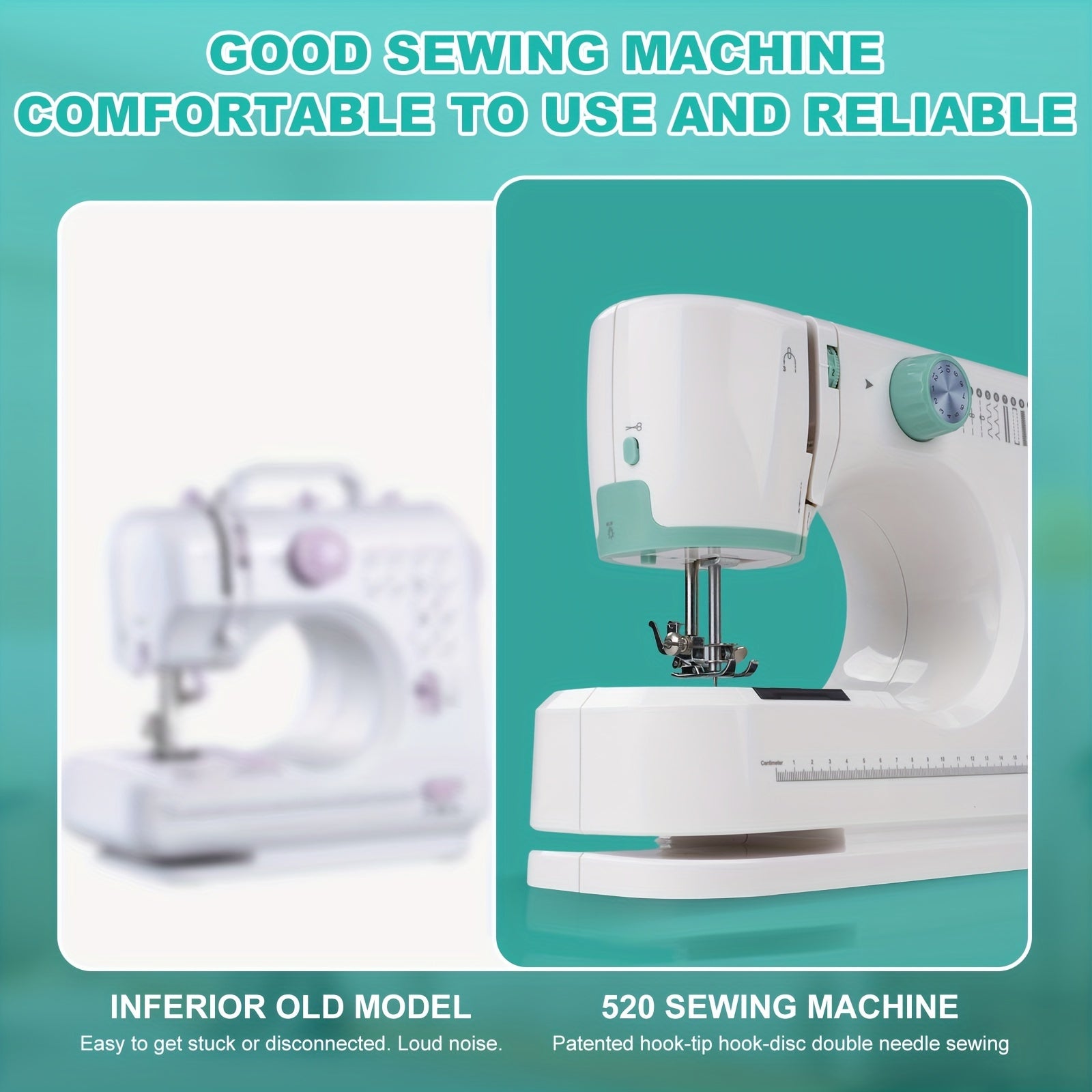 Mini Máquina de Coser con Pedal para Adultos, Máquina de Coser Multifuncional para el Hogar, 12 Puntos, Portátil, Eléctrica, para Principiantes y Aficionados al Costurero, Enchufe EU