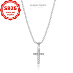 Collar con cruz brillante de plata esterlina S925, cadena de clavícula minimalista y moderna en estilo étnico para mujeres, resalta la personalidad y la elegancia.