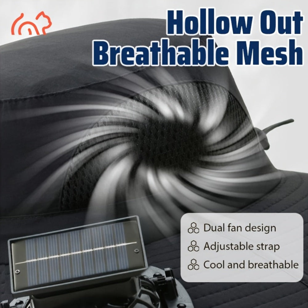 Sombrero de pesca para hombre de ala ancha con ventilador solar, incluye 2 ventiladores, recargable, ala grande, fresco y transpirable, apto para diversas ocasiones: correr, acampar, pescar, viajar