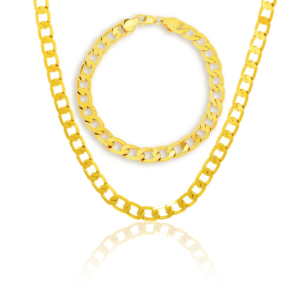 Set de dos piezas en plata 925 y oro (bracelete, collar), gramaje plateado de 10G, estilo hip hop urbano, regalo perfecto, hermosa caja de regalo gratuita