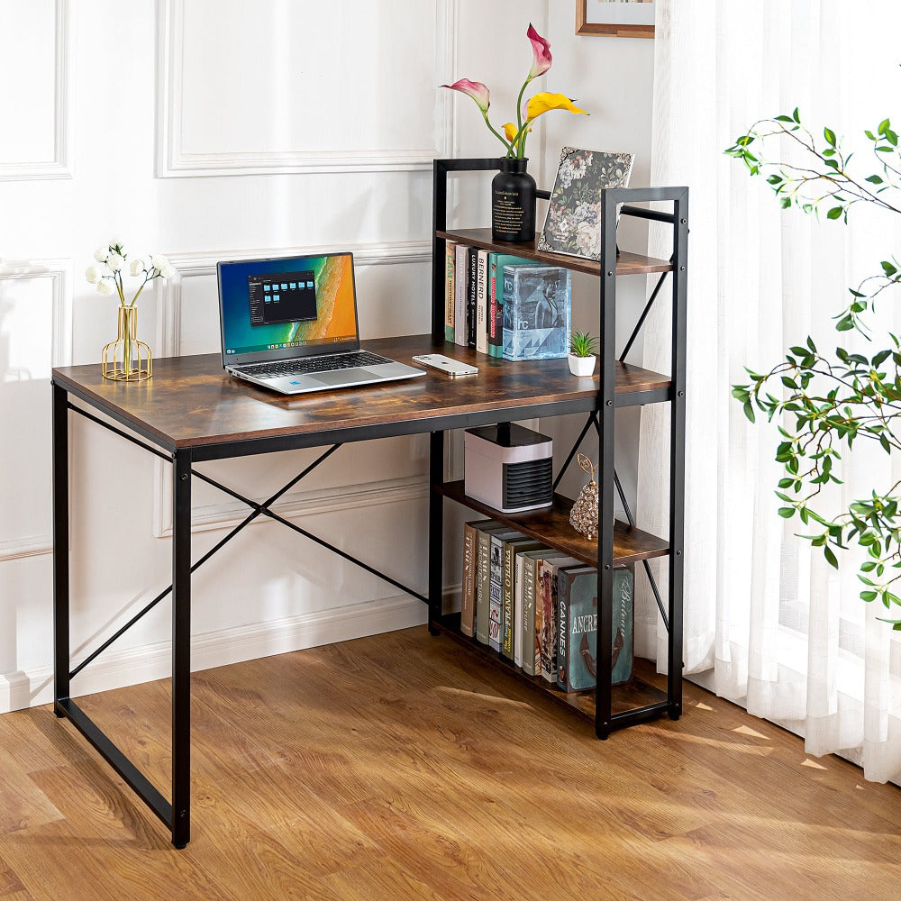 Escritorio - Mesa de Ordenador con Estantes - Escritorio para PC - Oficina en Casa Industrial - 60X120X76/120