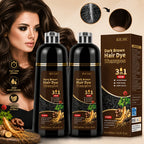 Champú tinte para el cabello 3 en 1 color castaño oscuro, 2 piezas, fórmula herbal natural que cubre el 100 % de las canas para mujeres y hombres, champú de color castaño oscuro de larga duración para teñir en minutos, champú instantáneo para canas de 16.