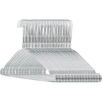 HOME PRO - Juego de 100 perchas de metal cromado ahorradoras de espacio - 40Cm con correas ranuradas y barra para pantalones - Ganchos anti-deslizantes para ropa y armario