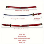 3 Piezas Set de Espadas Anime, Hoja de Bambú Segura No Afilada, Accesorio de Cosplay, Katana Espada Samurái, Regalo de Halloween y Navidad, Cinturón y Soporte para Espada