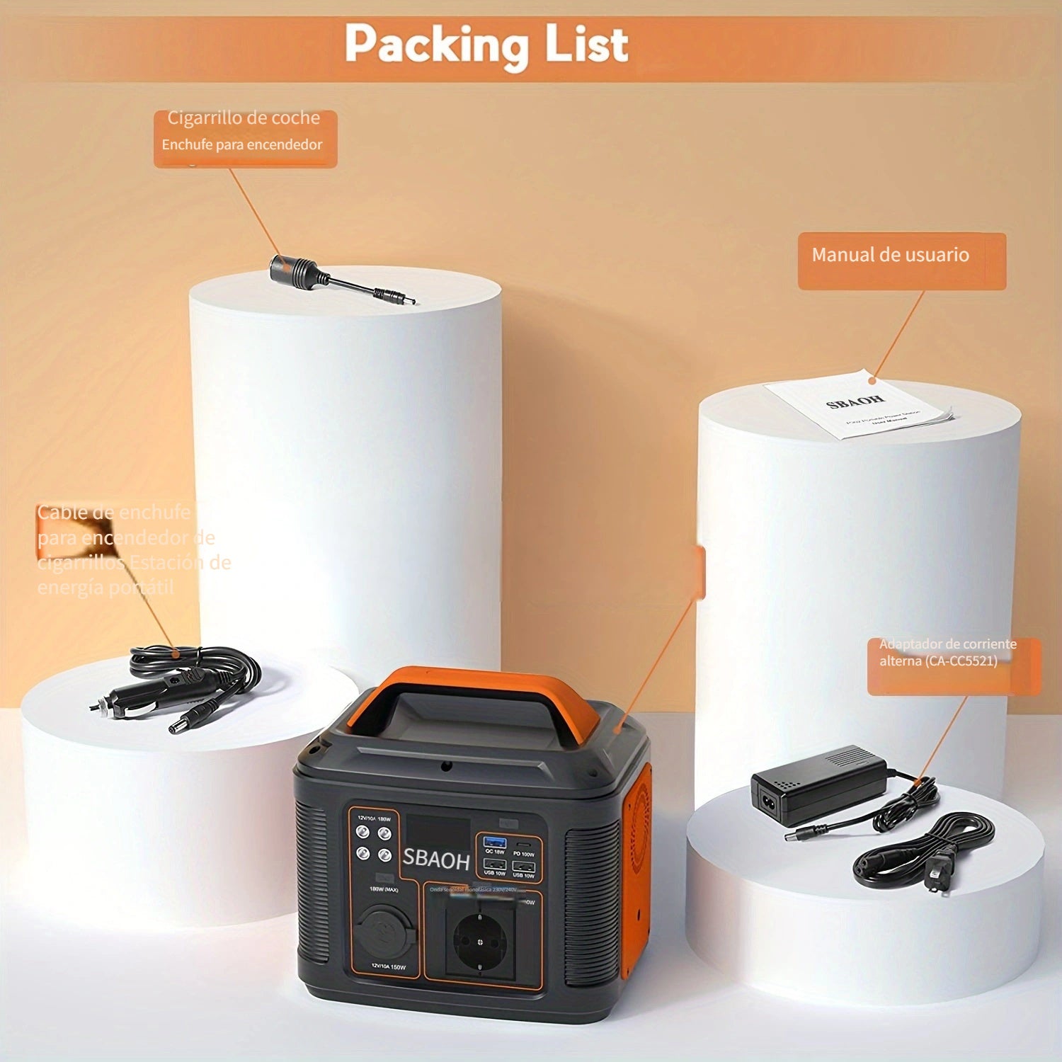 Batería externa | Banco de energía SBAOH 296WH | Estación de energía portátil SBAOH 300W 296Wh de carga rápida con tomas de CA de 230V/puertos de