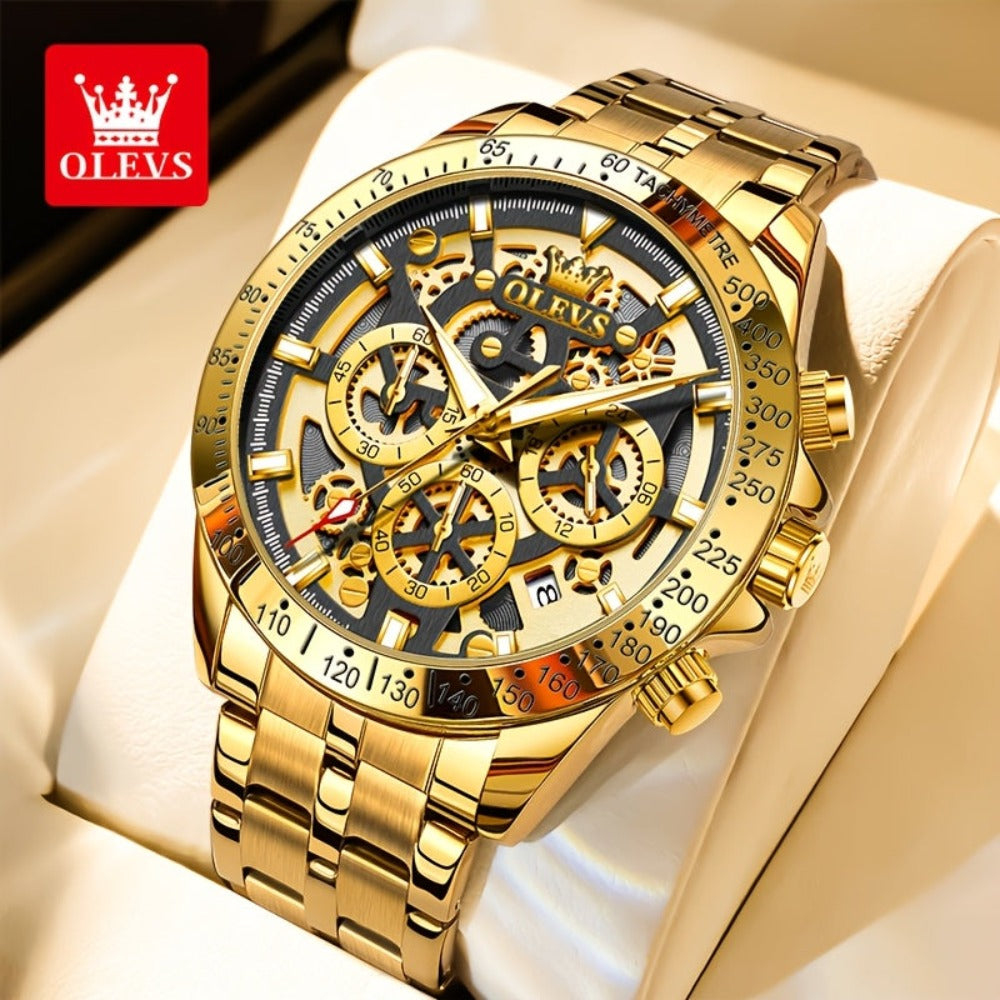 Reloj OLEVS para Hombres Relojes de Acero Inoxidable Lujo Cronógrafo Multifunción con Fecha Clásico Reloj de Negocios para Hombres Regalo para Hombres