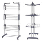 Tendedero de ropa, 4 Niveles Tendederos Plegables Vertical con Ruedas Amplio Espacio de Secado Tendederos, Acero Inoxidable Tendal para Exterior y Interiores