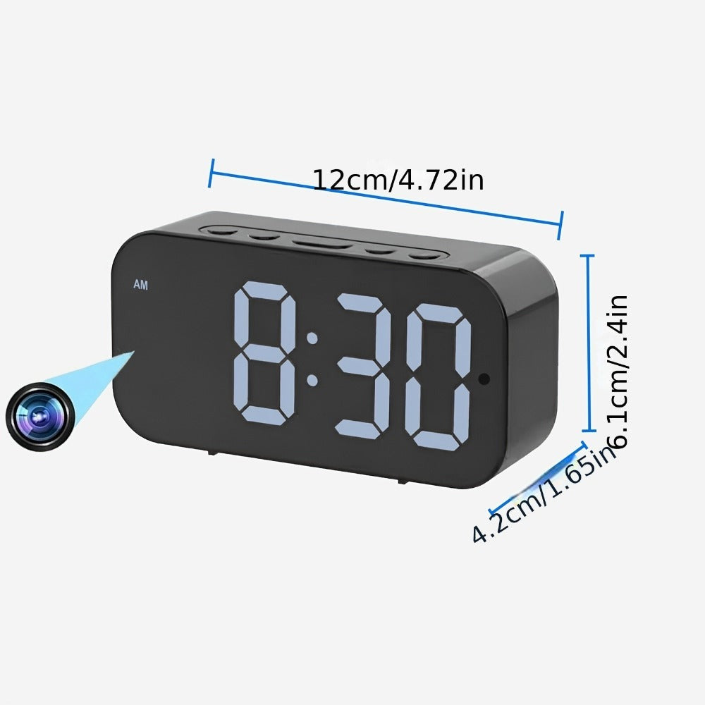 Cámara despertador Wifi 1080P con detección de movimiento, visualización remota y grabación en bucle, incluye tarjeta SD de 16GB, alertas ricas, cámara de vigilancia HD para el hogar, cámara de monitoreo segura adecuada para tu hogar, oficina o mascota