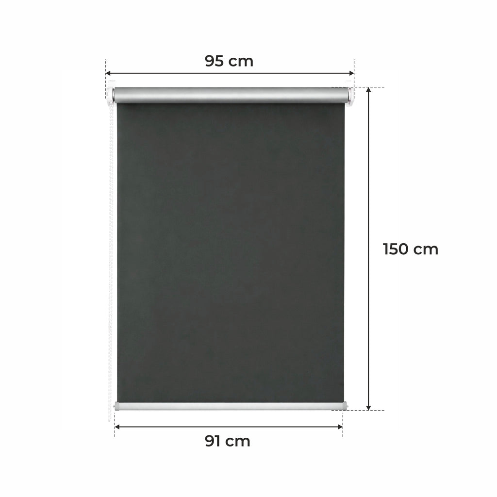 Persiana Térmica Enrollable • Grafito • 32 Tamaños • BOJANEK TERMO • Soportes Ajustables • Instalación en Ventana Sin Taladro • Mecanismo de Cadena • Protección Solar y Térmica • Ideal para Sala, Dormitorio, Cocina, Oficina • Persiana Térmica Blanca Día y