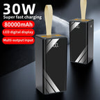 Power bank para carga durante viajes y uso diario | 80000mAh y 30W