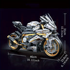 Modelo de motocicleta de bloques de construcción a escala grande 1:5 de 2078 piezas, color platino-dorado, fácil de montar y operar, adecuado como regalo para cumpleaños, Día de San Valentín y fiestas de Pascua