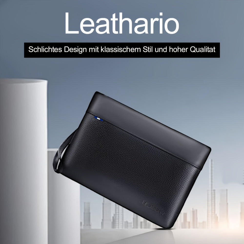 Bolso de mano de cuero para hombre Leathario, bolso tote con ranura, bolso tote pequeño con cremallera, gran capacidad para oficina, conferencias, viajes, almacén local