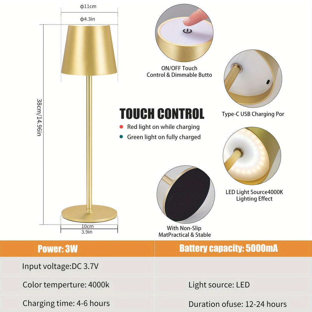 Lámpara de mesa para iluminación de dormitorio y escritorio | 2 L y 5000mAh y Recargable