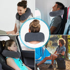 Una Almohada Cervical Ergonómica en Forma de U con Bolsa de Almacenamiento, Espuma de Memoria con Tecnología de Rebote Lento, Funda Lavable a Máquina, Ligera y Portátil para Avión, Oficina y Hogar, Apoya Cuello y Cabeza, Ideal para Siestas, Lectura y Ver