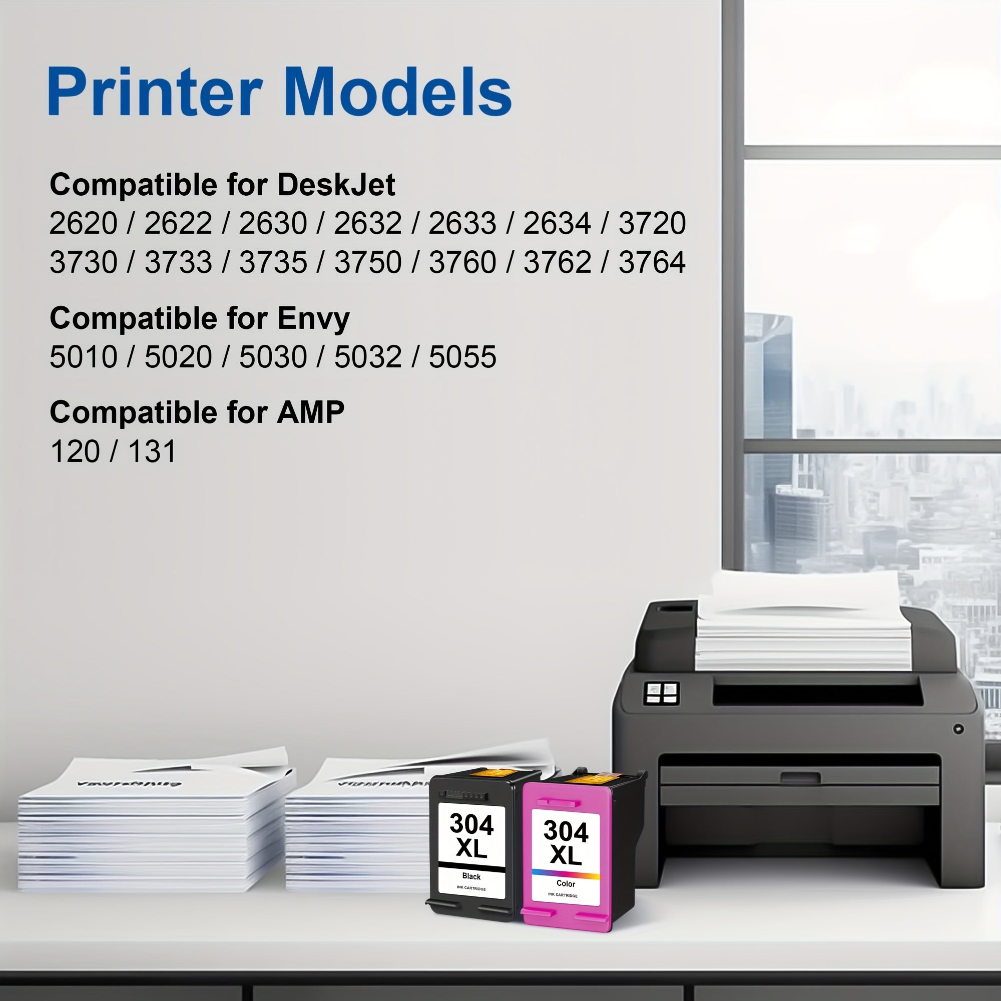 Cartucho de tinta | Cartuchos de tinta 304XL de alta producción reconvertidos para HP 304 XL (paquete de 2, color negro) para HP DeskJet 2600