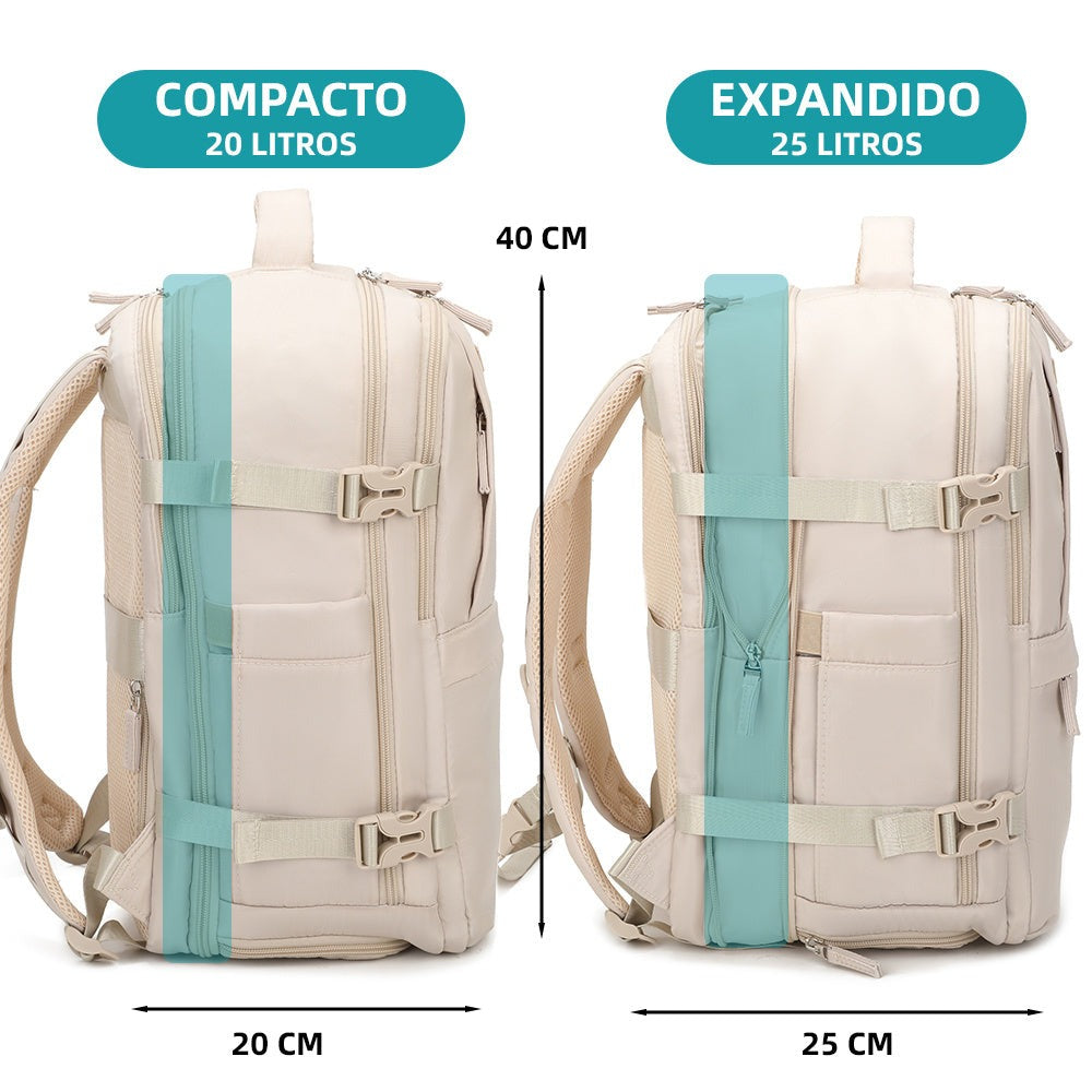 Mochila de cabina expandible 40x25x20-25cm | compartimiento para zapatillas | Mochila casual compatible con portátil 14 pulgadas