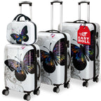 MONZANA® 4x Maletas de Viaje Butterfly Equipaje 42L 66L 98L y Neceser 4 Ruedas 360° Cierre Combinación