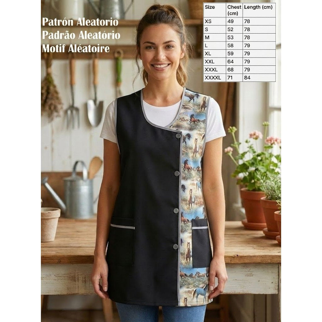 Mandilón de Cocina para Mujer Estampado Patrón Aleatorio Cómodo y Resistente