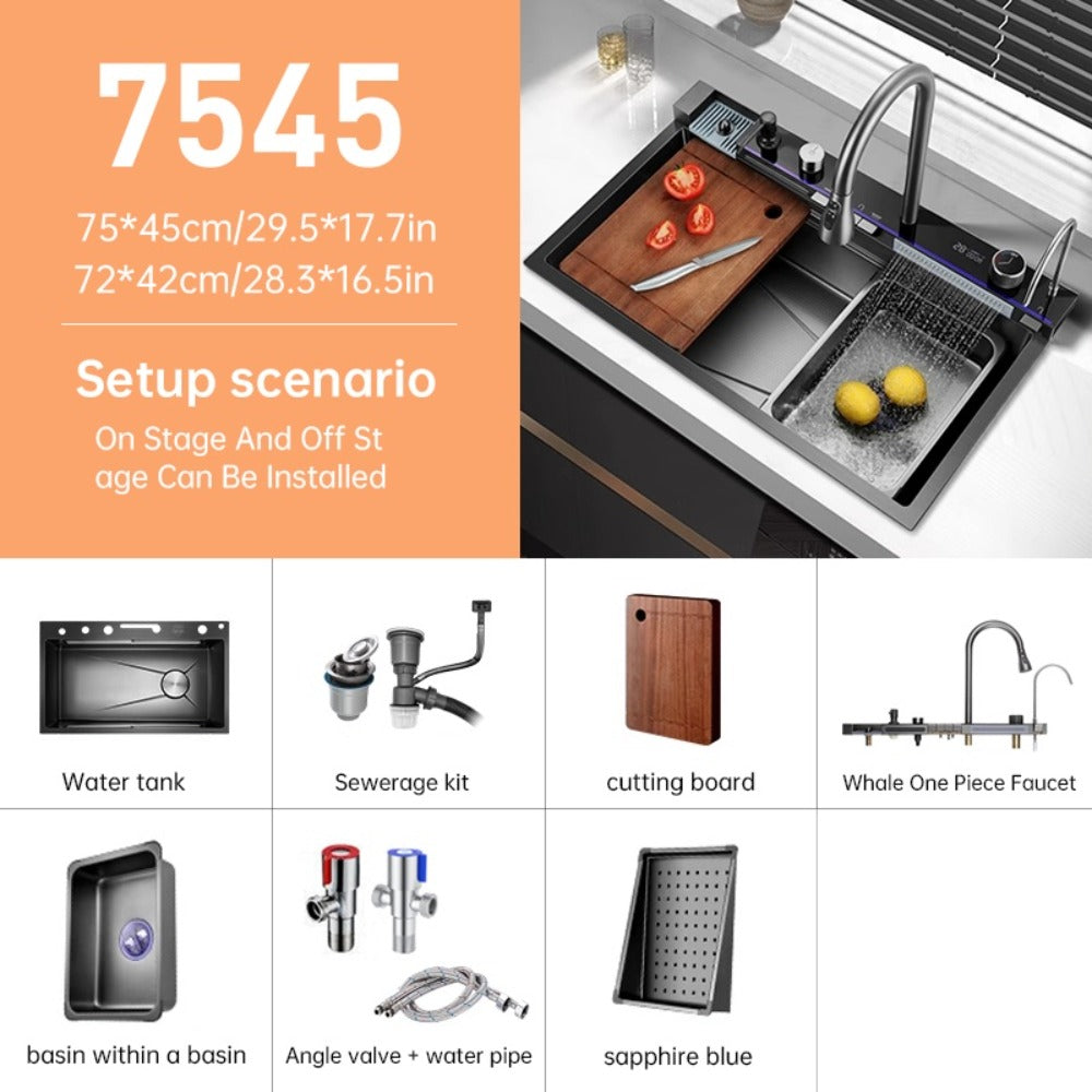 Fregadero de acero inoxidable con accesorios 44.96 cm | Cocina, bar y preparación