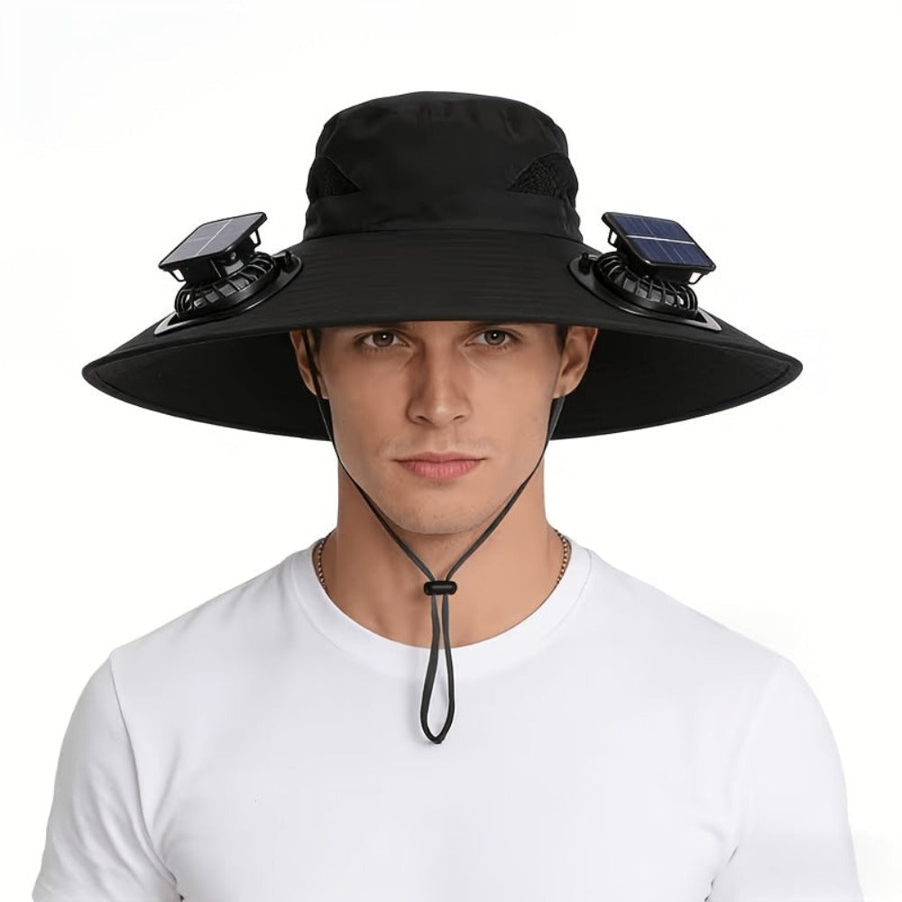Sombrero con ventilador solar: con dos ventiladores desmontables, este sombrero de ala ancha ofrece velocidades de viento ajustables. Con una batería de larga duración, un diseño de malla transpirable y una correa de barbilla ajustable, es perfecto para s