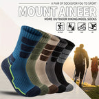 5 Pares de Calcetines de Lana para Hombres y Mujeres - Soporte de Compresión, Transpirables, Absorbentes de Sudor, Medias Acolchadas con Diseño a Rayas - Pack Multicolor para Regalos (Navidad, Halloween, San Valentín), Equipamiento para Aventuras al Aire