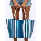 TOTE BAG Grande Rayas Multicolor – BOLSO DE PLAYA de Lona con Asas de Cuerda, Capacidad Extra, 6 Colores Disponibles
