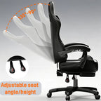 Silla de gaming ergonómica con acolchado de resorte ultrasuave, silla de oficina con reposacabezas y soporte lumbar, ángulo de inclinación y reposapiés ajustables, hecha de piel sintética duradera, regalos para novio