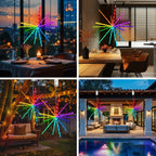 Luces colgantes de estrella explosiva, luces de fuegos artificiales, luces de hadas, luces de estrella explosiva, 114 LED, luces de meteorito, alimentadas por batería con control remoto, 84 modos de iluminación, operación adecuada para habitación de niña,