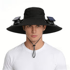 Sombrero con ventilador solar: con dos ventiladores desmontables, este sombrero de ala ancha ofrece velocidades de viento ajustables. Con una batería de larga duración, un diseño de malla transpirable y una correa de barbilla ajustable, es perfecto para s