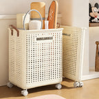 Cesta de Ropa Grande Plegable con Ruedas, Cuero Sintético Color Sólido, Versátil y Portátil para Almacenamiento en Baño y Balcón, 15.8/205GaA, Varios Tamaños Disponibles, Bolsa de Ropa para Lavandería, Cestas de Ropa
