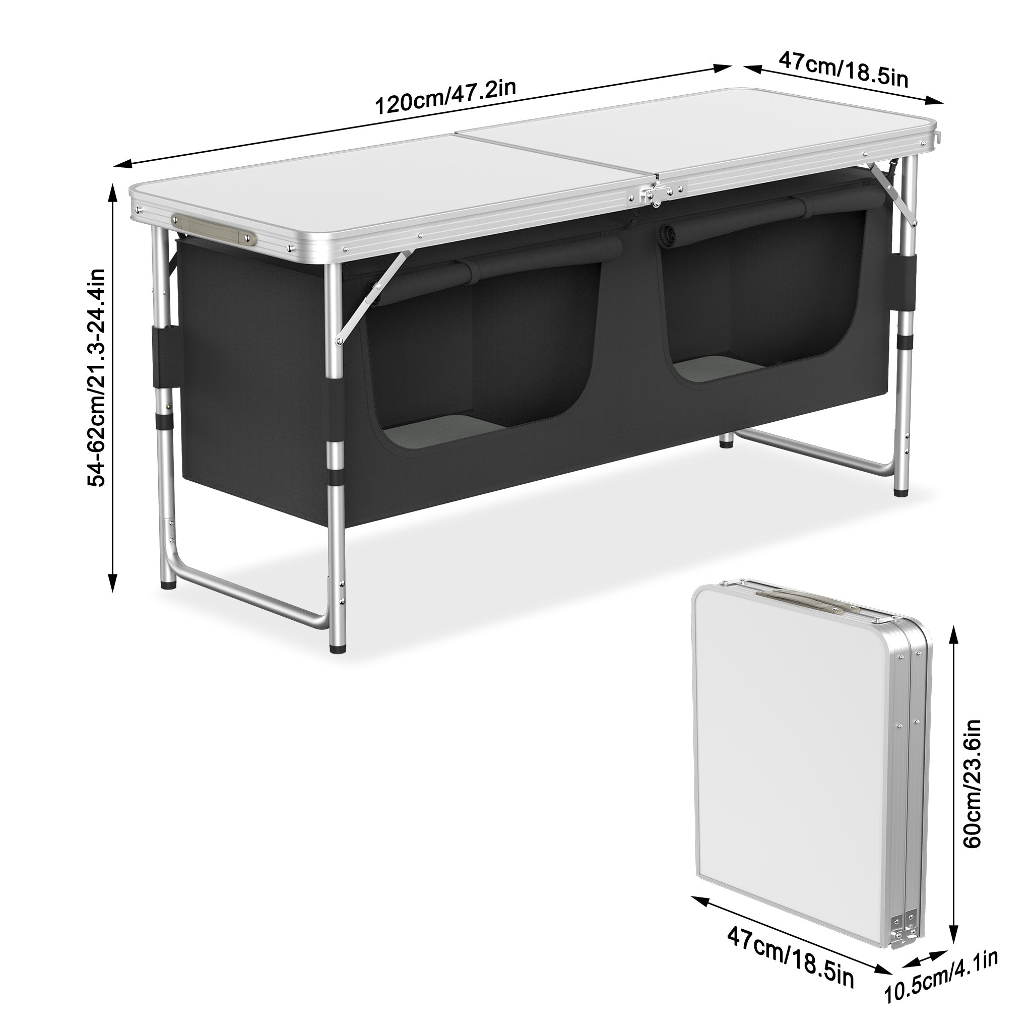 Cocina de Camping Plegable con Marco de Aluminio y Bolsa de Transporte, Gabinete Móvil para Exteriores, Cocina de Viaje, Caja de Cocina, Gabinete para Tienda de Campaña