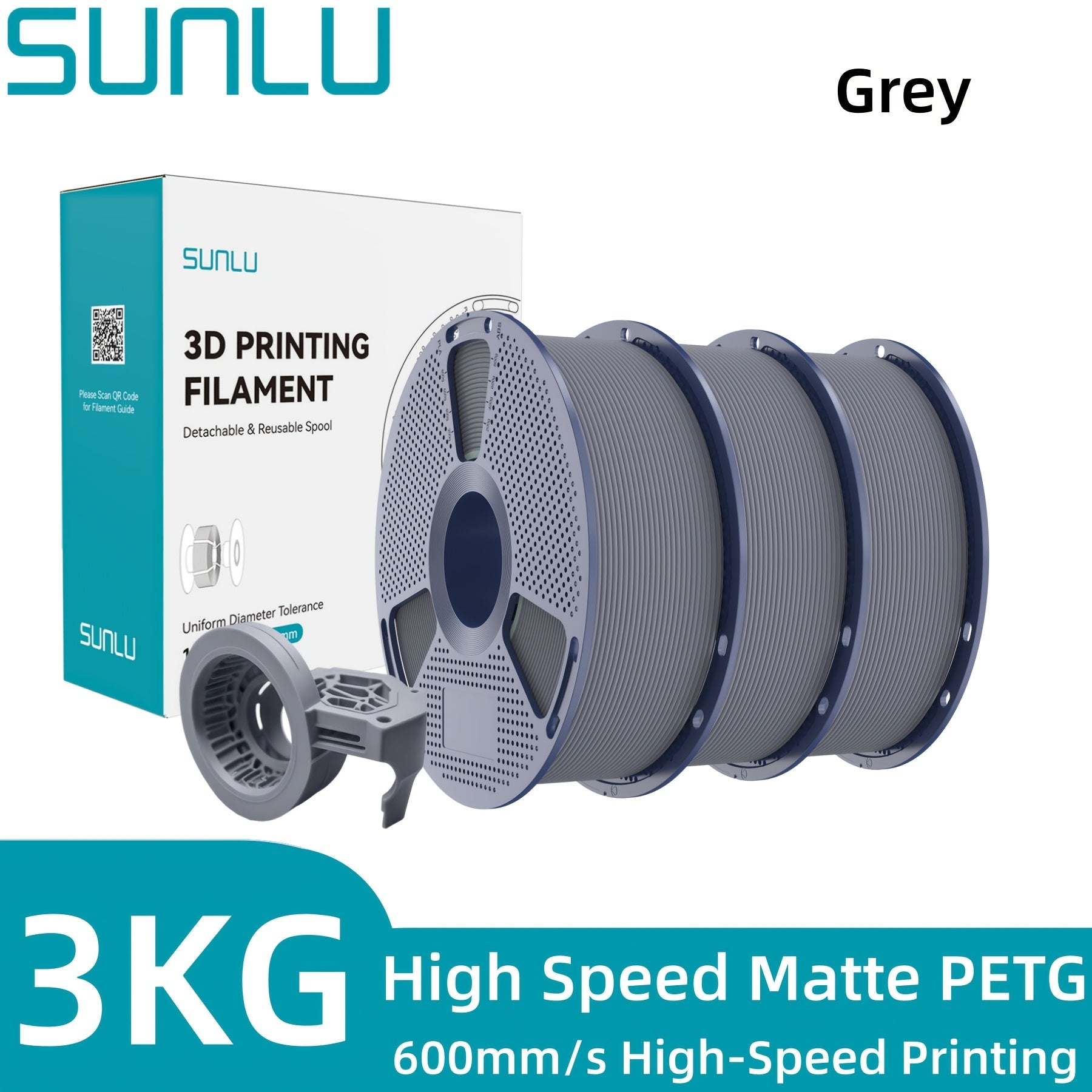 SUNLU Filamento PETG de Alta Velocidad, Filamento PETG para Impresión 3D, Menos Desprendimientos, Buena Adhesión de Capas, Alta Resistencia a la Tracción, Soporte para Impresión de Alta Velocidad de 50-600 mm/s, 3kg (6.6lbs)