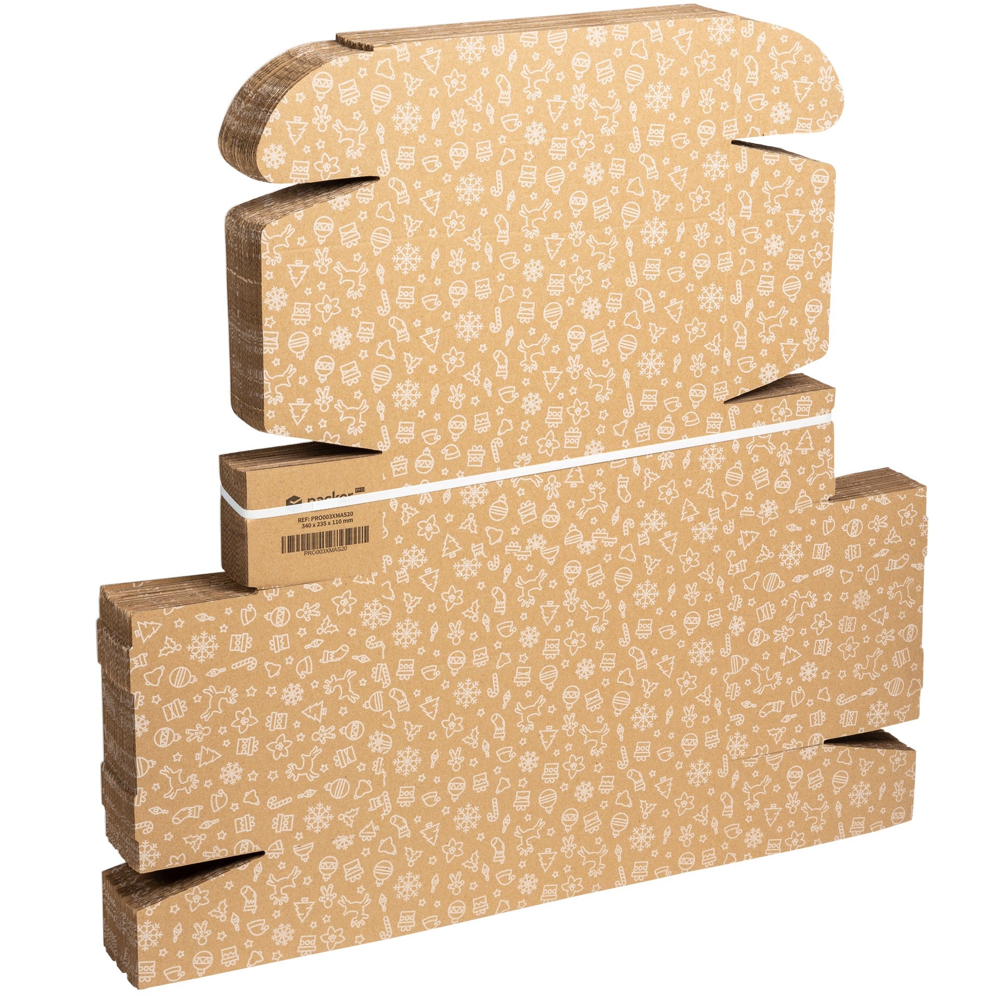 Caja Cartón Envío Navidad, Caja Cartón Navidad Automontable de Cartón Kraft, Caja Regalo - Packer PRO