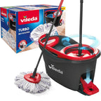Vileda Set Fregona y Cubo de Limpieza con Pedal y Escurrefácil Giratorio, Fregona con Mango Extra Largo, Cabezal Triangular de Microfibra ideal Para los Rincones