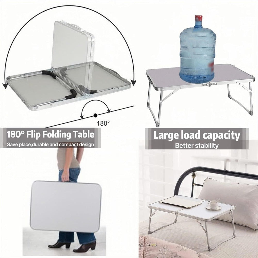 Mesa Plegable de Camping, Mesa de Picnic Ligera de Aluminio, Mesa Portátil para Laptop, Escritorio de Regazo, Ideal para Picnic/Camping o Desayunar, Leer, Ver Películas en la Cama/Sofá