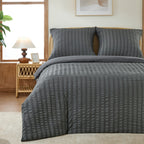 1 funda nórdica de gasa con burbujas y rayas en relieve, ropa de cama sencilla con cierre de cremallera, lavable a máquina, ideal para habitaciones de hotel, dormitorios, etc. Incluye funda de almohada de 80 * 80 cm