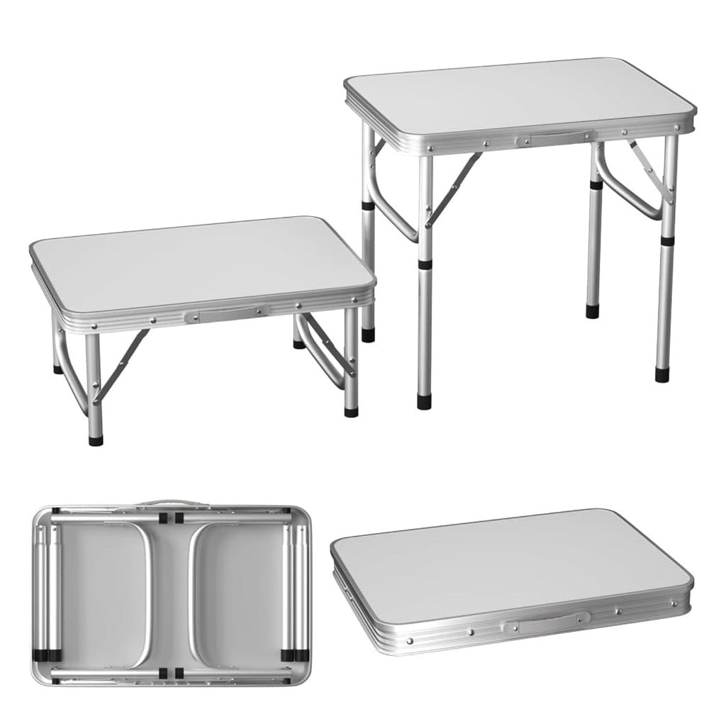 Mesa Plegable de 60x45x26/56cm, Resistente y Ajustable, Ideal para Camping, Picnic, Fiestas al Aire Libre y BBQ. Mesa Portátil con Asa de Transporte, Perfecta para Jardín, Cocina y Exteriores. ¡La Mesa BBQ de Aluminio Definitiva para tus Fiestas!