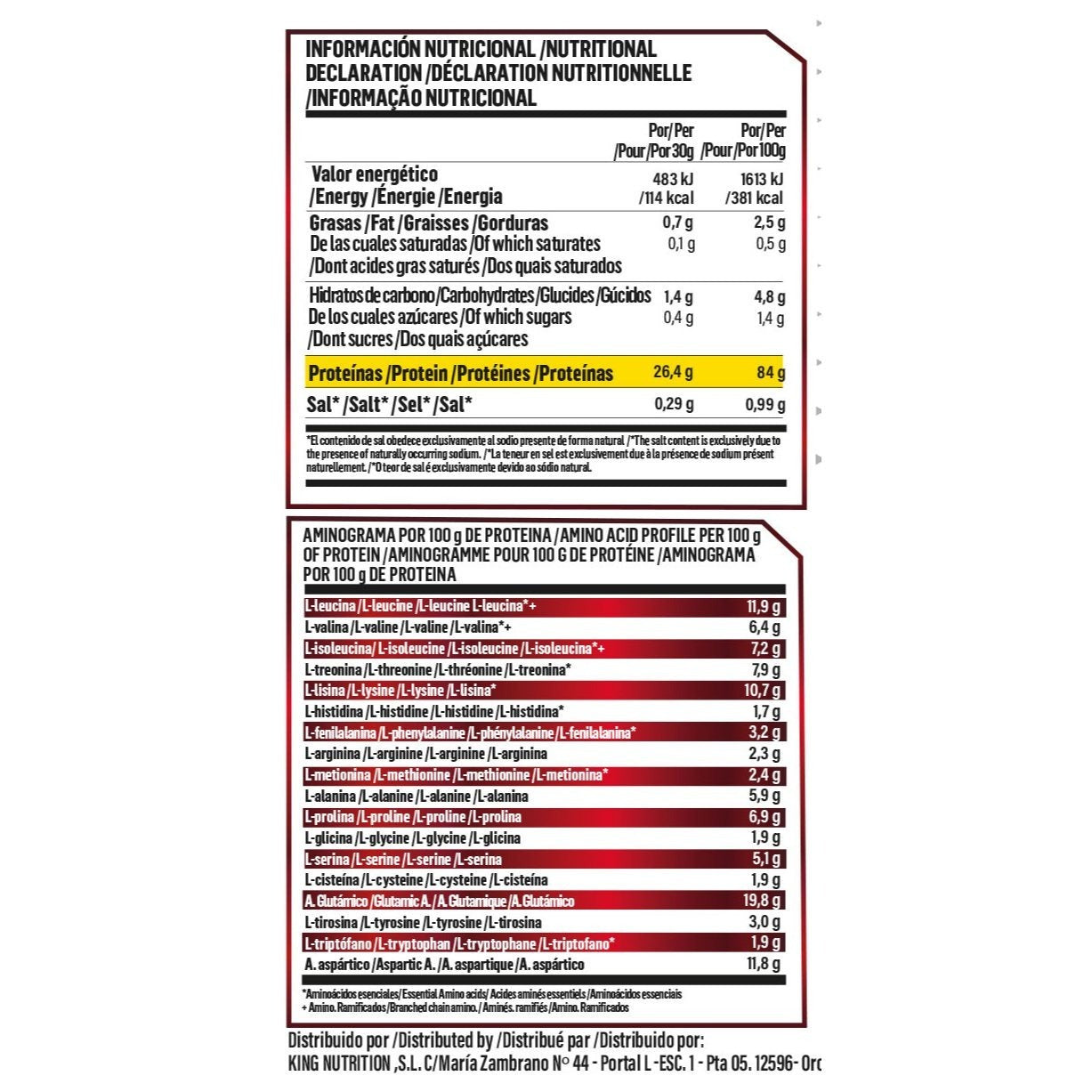 King Nutrition Pro Isolate 2kg proteina isolada baja en grasa