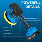 Pulidora de 21V, Disco de Lijado de 150mm para Detallado Automotriz con Funciones de Pulido y Encerado, 2500-7000 RPM, Herramienta Eléctrica para Autos y Muebles, Limpieza de Paredes y Baños, Compatible con Batería Yofidra