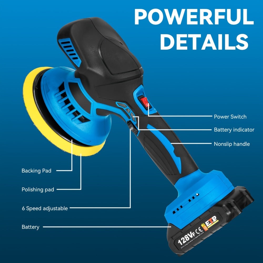 Pulidora de 21V, Disco de Lijado de 150mm para Detallado Automotriz con Funciones de Pulido y Encerado, 2500-7000 RPM, Herramienta Eléctrica para Autos y Muebles, Limpieza de Paredes y Baños, Compatible con Batería Yofidra