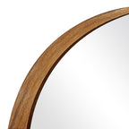 Melodieux Espejo arqueado de 161 X 52 cm con aspecto de madera de nogal y marco de aluminio, espejo de maquillaje de longitud completa independiente para colgar o montar en la pared para el baño