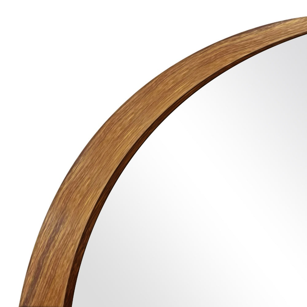 Melodieux Espejo arqueado de 161 X 52 cm con aspecto de madera de nogal y marco de aluminio, espejo de maquillaje de longitud completa independiente para colgar o montar en la pared para el baño